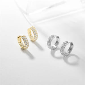 Customizable copper version S925 <b>Sterling</b> <b>Silver</b> Round Cut Zirconia 14k Gold Stud Earrings - Women's Anniversary Gift - Product Image 4