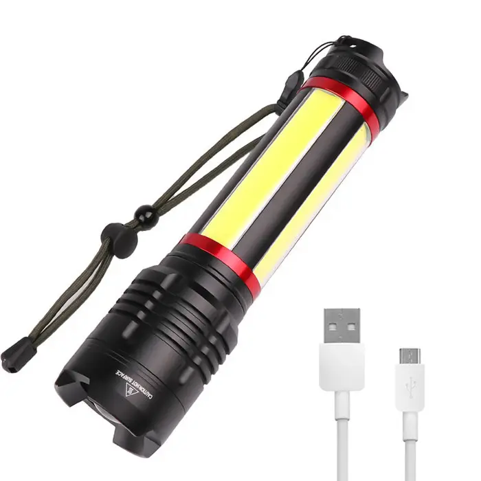 XHP70 güçlü LED el feneri Ultra parlak açık kamp macera Torch şarj edilebilir zumlanabilir COB Torch lambası ile güç bankası