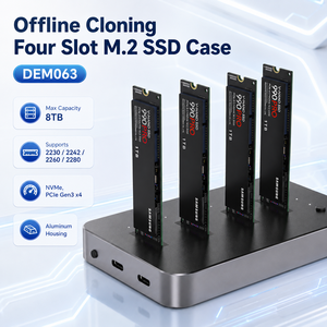 กล่องใส่ M.2 NVMe SSD แบบ 4 ช่อง, USB-C 20Gbps, โคลนแบบออฟไลน์, ไม่ต้องใช้เครื่องมือ, รองรับ SSD ขนาด 4x8TB 2230/2280, DC/PD 45W สำหรับ Win/Mac/Linux - Product Image 2