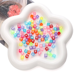 Wholesale 100 Pcs/bag 6mm Transparent square Letter Beads Acrylic English <b>Alphabet</b> Letter Beads for DIY Jewelry Making - Product Image 6