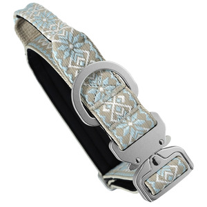 Conjunto de collar y correa tácticos para perro con diseño geométrico jacquard, con asa, de nailon ajustable, con forro acolchado suave, personalizado para entrenamiento al aire libre. - Product Image 1