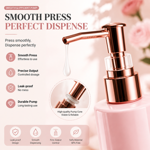 ขวดปั๊มสบู่เหลวพลาสติกแบบเติมได้ สีชมพู ดีไซน์สวยใหม่ ขนาด 250 มล. 350 มล. พร้อมฉลากกันน้ำ - Product Image 3