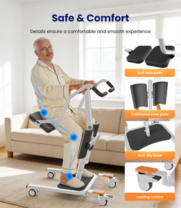 患者移動用リフト 手動式 座位から立位へ カーボンスチールフレーム 耐荷重265ポンド 高齢者・障害者向け 在宅介護用 トイレ付き - Product Image 4