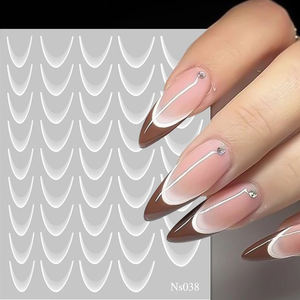 Pegatinas 3D para Uñas con Degradado de Líneas Francesas, Rayas Rojas y Negras, Accesorios para <span class=keywords><strong>Manicura</strong></span> - Product Image 5