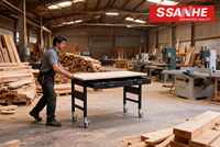 Table de travail industrielle réglable de 48 pouces pour garage/studio, capacité de 1500 lb, plateau en bois revêtu écologique
