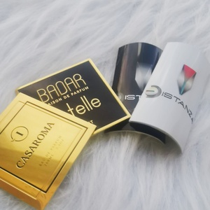 Advanced Private Custom Metal <b>Aluminum</b> logo Design Retro Fashion Waterproof Paste Strong Gloss Perfume Glass <b>Bottle</b> Sticker - Product Image 1