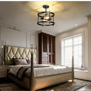 Retro cổ điển công nghiệp trang trại mặt dây chuyền Đèn chùm gỗ mộc mạc LED trần Đèn Kim Loại Cơ sở bề mặt gắn ip33 5 năm - Product Image 5