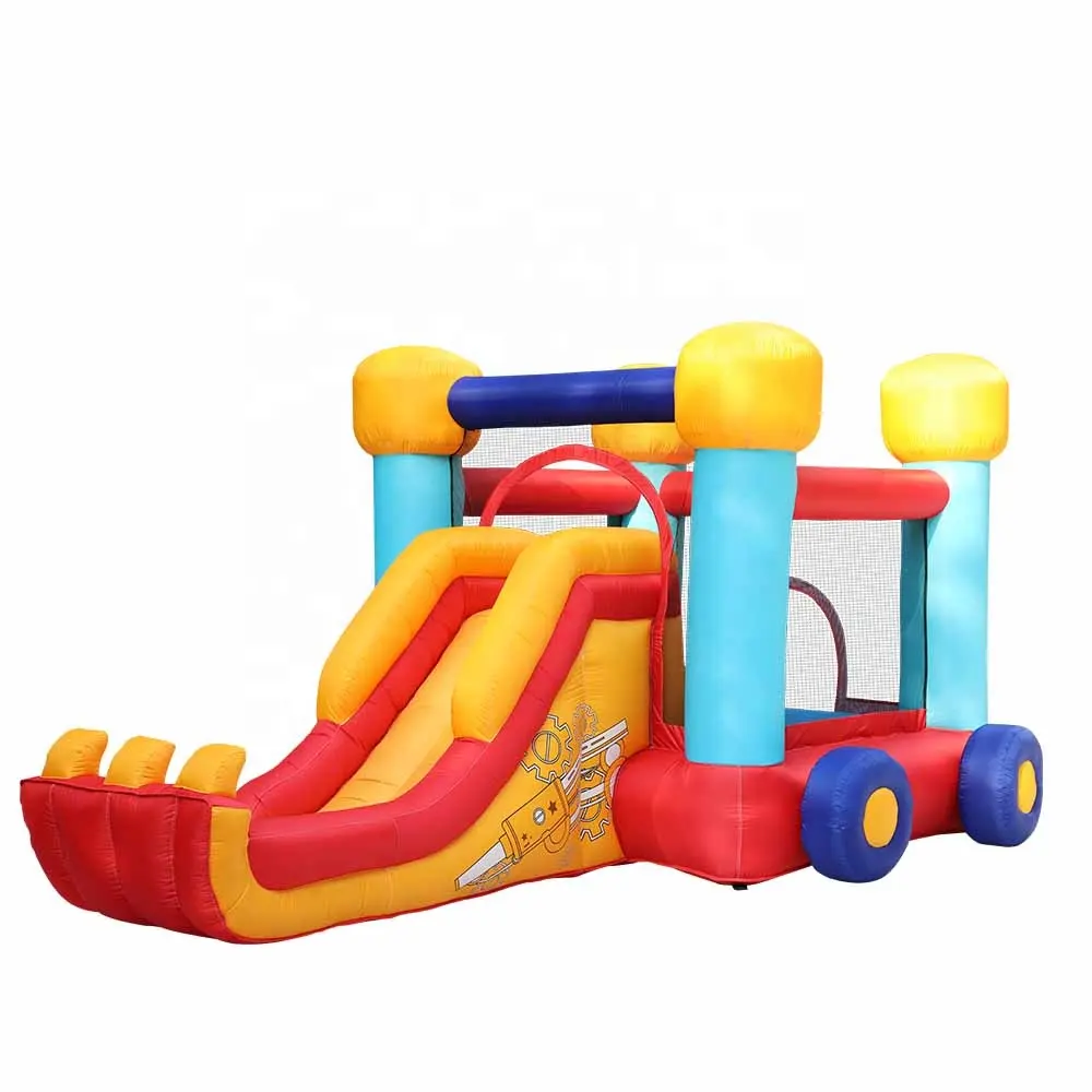 Cheap Construction Fire Truck Bouncy Castle Monster Digger Bounce House Inflatable Bouncer Cars with Slide