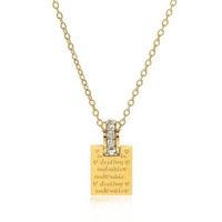 Collier à lettres carrées tendance pour femmes, collier en acier inoxydable avec anneau en zircon, vente en gros d'usine