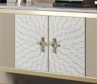 Meuble TV en acier inoxydable doré American Shell Meuble TV moderne avec dessus en marbre Ensemble de table basse Meuble de rangement de luxe de designer