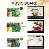Módulo de sonido para tarjeta de felicitación con control de botón de fábrica, activación USB, grabación MP3, altavoces PCB grabables, descarga USB, personalizable