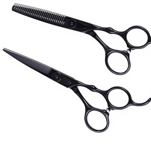 Professional Stainless Steel Barber Hair Cutting Salon Beauty Foldable Right-Handed Black <b>Beard</b> Thinning Scissors Sharp Rubber - Product Image 2