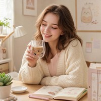 Tasses à double paroi personnalisables avec un design d'animaux mignons et créatifs pour boire