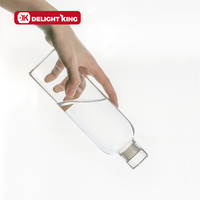 Bouteille en verre transparent avec Logo personnalisé à haute teneur en Borosilicate, bouteille d'eau en verre lisse de Style de luxe avec couvercle en verre étanche