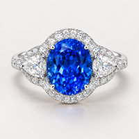 Bague en spinelle bleue cobalt cultivée en laboratoire, bague halo en platine PT950, bijoux fins personnalisés, OEM ODM, vente en gros