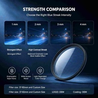 Filtre bleu à effet de rayures OEM personnalisé 37-82mm, objectif cinématique anamorphique, verre à effet flare, cadre en aluminium, étanche, 52mm/58mm pour appareil photo reflex numérique