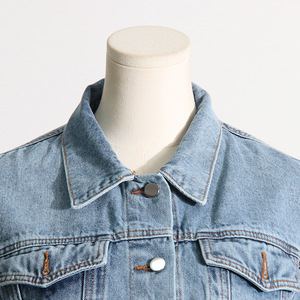 LEDUO Hot Supplier Veste de motard décontractée <span class=keywords><strong>en</strong></span> <span class=keywords><strong>jean</strong></span> pour femmes, manteau court à manches longues délavé et ajusté. - Product Image 5