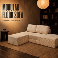 Canapé modulaire en forme de L compressé en tissu velours côtelé pour salon et appartement