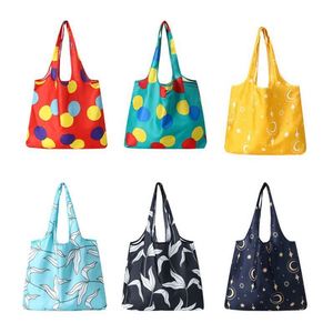 Sac fourre-tout pliable en polyester réutilisable à impression personnalisée, grand format, pour les courses au supermarché ou les courses alimentaires - Product Image 2