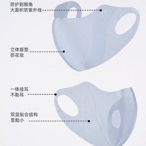 Masque facial en soie glacée UPF50+ respirant et léger, protection solaire, design en V pour la moitié du visage - Product Image 4