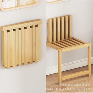 Solid Wood Folding Bench Wall Mounted Foldable Shoe Changing <b>Stool</b> Home Entryway <b>Storage</b> - Product Image 3