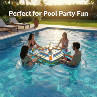 Großhandel Tragbares Schwimmendes Mahjong-Tischset – Premium EVA-Schaumstoff-Pool-Spielmatte mit Abflusslöchern und Getränkehaltern für Unterhaltung