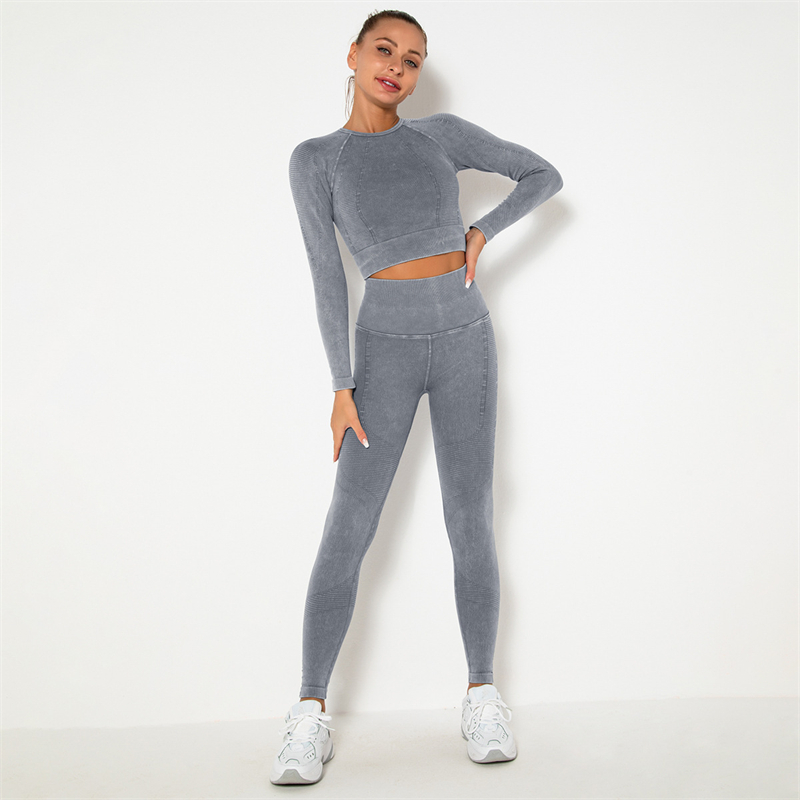 Fashion Modern Breathable Workout Clothing Women Active Wear Yoga Set 6 colors Long sleeve