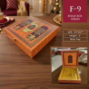 Caja de Resina Hecha a Mano, Serie 12x12 Pulgadas, Caja de Almacenamiento de Resina Pintada a Mano con Bandeja Dorada, Diseño Tradicional, Artesanía Artística - Product Image 1