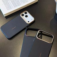 Étui de téléphone magnétique Mondrian avec texture en fibre pour iPhone 18 Pro Max, coque de téléphone portable de luxe antichoc