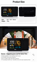 Horloge météo multifonctionnelle intérieure/extérieure avec écran couleur, projection des prévisions météorologiques, horloge électronique