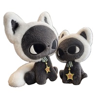 Peluche Gothique Chat Noir Mignon avec Capuche Blanche Brodé – Doudou Confortable pour Filles, Décoration d'Halloween, Vente en Gros
