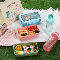 Boîte à bento mignonne en PP avec couvercle en PP pour le déjeuner scolaire des enfants et bouteille d'eau – Contenant alimentaire élégant pour enfants