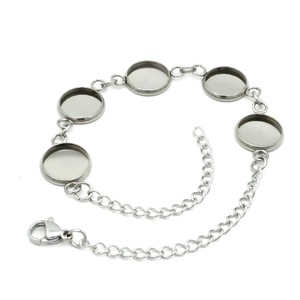 Componentes de pulsera ovalados de acero inoxidable con cierre de langosta y cadena de extensión para la fabricación de pulseras - Product Image 2