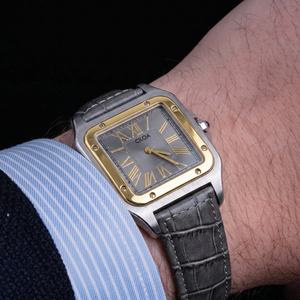 Montre à quartz CILOA 3Square Dial avec bracelet en cuir bicolore, chiffres romains, style business décontracté - Product Image 4