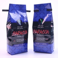 Sacs d'emballage pour café imprimés avec soufflet latéral, fermeture à lien métallique, fenêtre transparente, thermoscellables, en papier kraft recyclé 250g