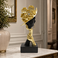 Figurine de personnage moderne de luxe léger, motif fleur dorée, peinte à la main, artisanat artistique MiYue en résine pour salon, bureau ou salle d'étude