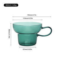Tasse à café en verre borosilicate de haute qualité, résistante à la chaleur, compatible lave-vaisselle, avec poignée de sécurité, personnalisable, vente en gros directe usine