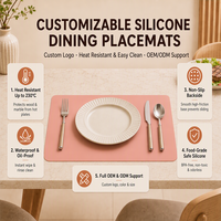 Set de table en silicone personnalisé, résistant à la chaleur, pour salle à manger, cuisine, maison, facile à nettoyer, antidérapant, protection de la vaisselle de qualité alimentaire