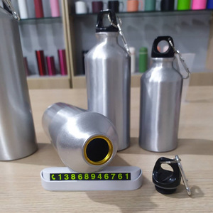 Silver Aluminum <b>Water</b> <b>Bottle</b> 500Ml 750Ml 1000Ml Lightweight Outdoor Sports Cycling Hiking Portable With Carabiner - Product Image 5