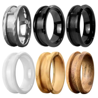 Bague de mariage classique martelée en carbure de tungstène noir, vierge, avec cœur personnalisable pour incrustation, bijoux DIY pour hommes, certifiée REACH