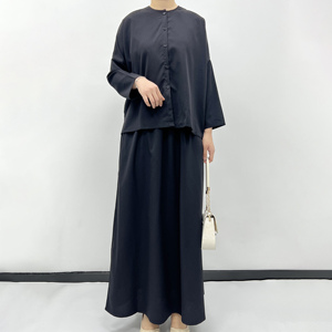 <span class=keywords><strong>Ensemble</strong></span> Abaya Jumpsuit Confortable pour Femmes Musulmanes - Tenue de Bureau Modeste Couleur Unie avec Pantalon - Vêtement Islamique Tendance - Product Image 2
