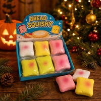 Squishies en forme de tranche de pain à remontée lente, jouet anti-stress et sensoriel, idéal pour sacs cadeaux et cadeaux de fête, lot de 6 pièces en gros