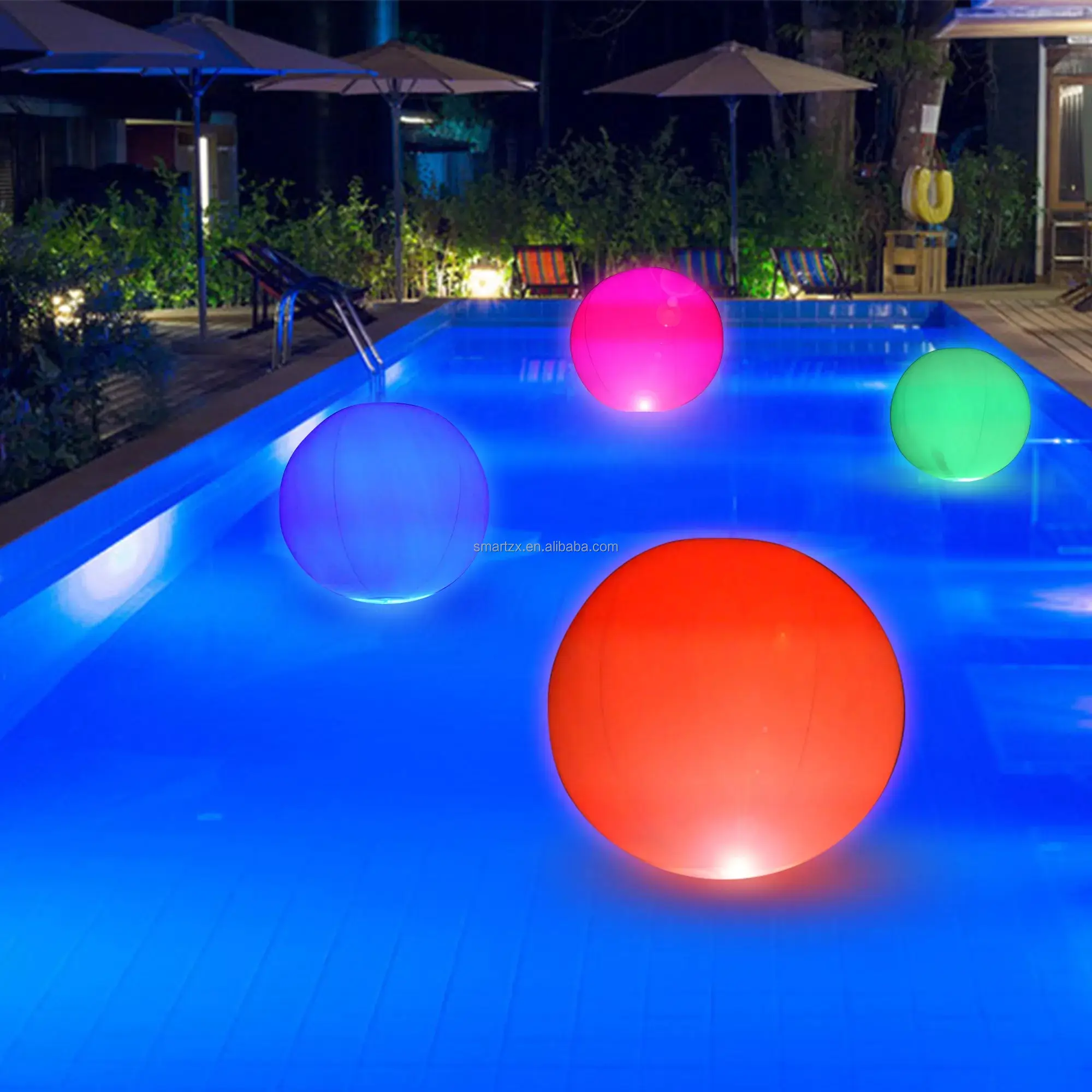 Популярный Большой Плавающий и надувной шар, светодиодный светящийся в темноте пляжный шар, игрушка с меняющим цвет светом, плавающие светодиодные шары для бассейна
