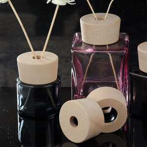Beech Wood <b>Diffuser</b> Caps 28 Tooth Opening For Essential Oil <b>Bottles</b> Reusable Wooden Lids For Glass Containers - Product Image 1