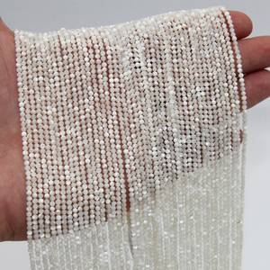 Perles rondes facettées en nacre véritable de 15,3 pouces, 2 mm 3 mm, perles en nacre en vrac pour la fabrication de bijoux, vente en gros - Product Image 6