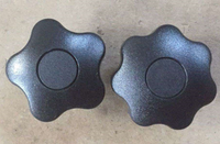Bouton étoile de serrage en plastique noir avec trou traversant, filetage OD40*M8 ou 1/4-20