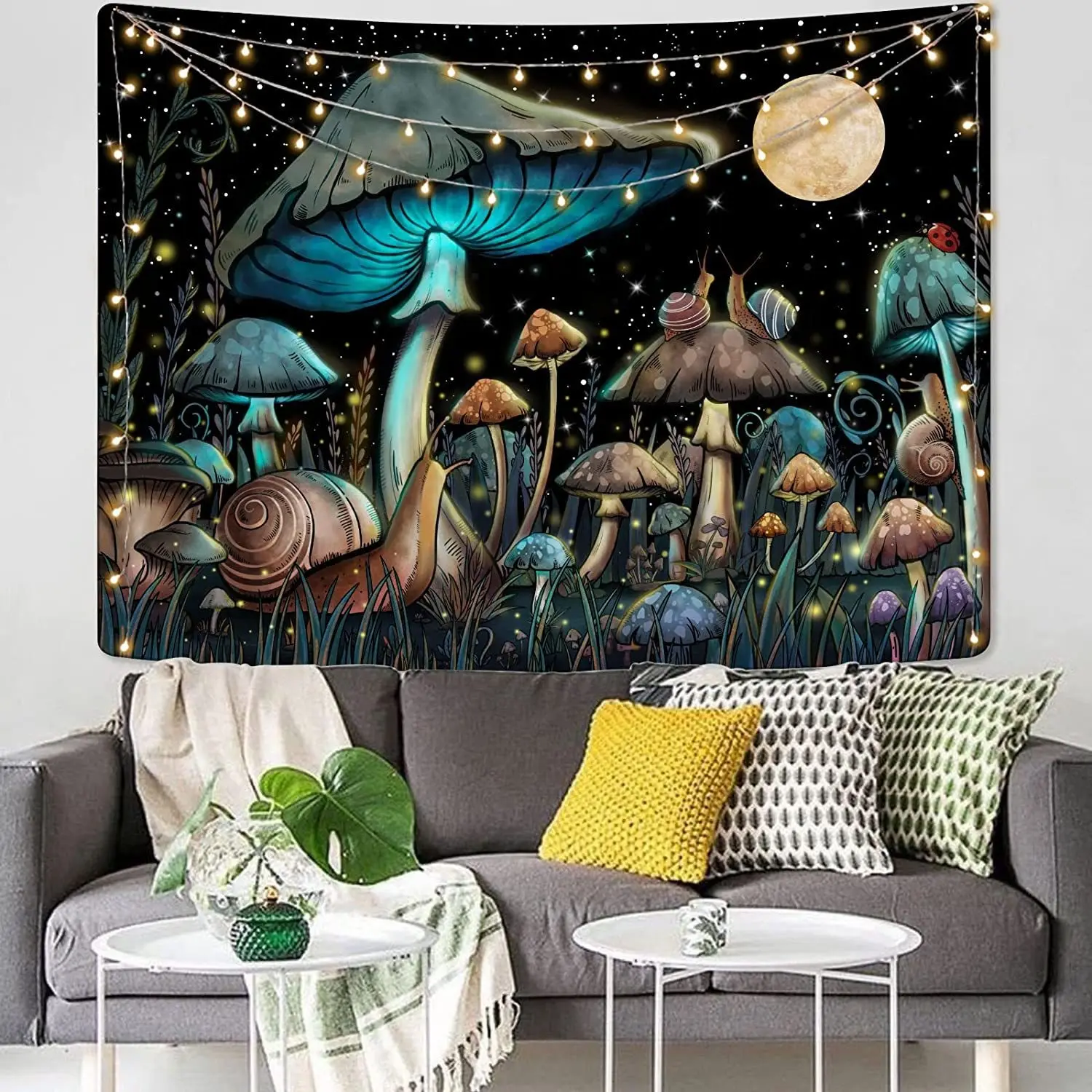 Bohemian psychedelic mushroom tapestry Hippie wall hanging 3D printing trippy tapestry plain decoration