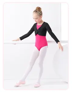 Tops de baile de <span class=keywords><strong>Ballet</strong></span> clásico para niñas, chaleco con cuello en V y manga larga, camisa corta de algodón para adultos, <span class=keywords><strong>ropa</strong></span> de baile de Spandex para niños - Product Image 4