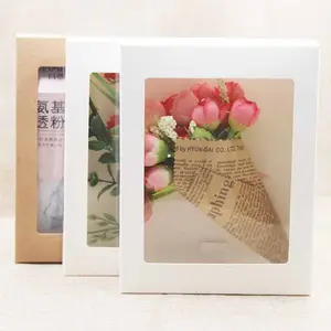 Custom Kraft Paper Box Rectangular Flower Candy Box with Clear PVC Window JS-C-PBX050 Guangzhou,cn 500 Pcs Packing Items