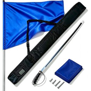 Ensemble de drapeaux de cheerleading KHAMPA Spinning Color Guard, 71 pouces, légers, bleus, avec sac de transport et épée - Product Image 1